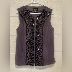 Bob Mackie Gray Embellished Vest Small